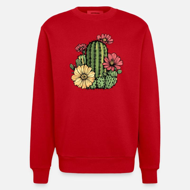 Cactus à fleurs - Sweat bio épais oversize fabriqué en UE - rouge
