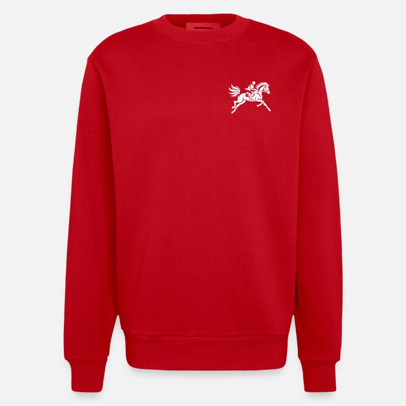Cavalier et cheval - Sweat bio épais oversize fabriqué en UE - rouge