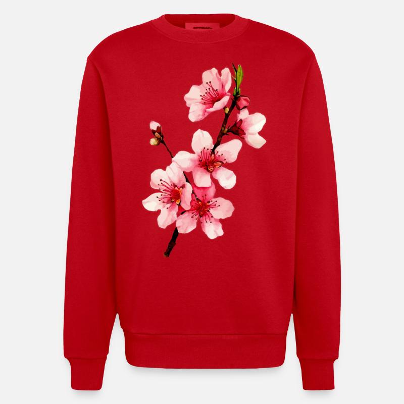 Kirschblüte - Heavyweight Oversized Organic Crew Neck Made in EU - Rot