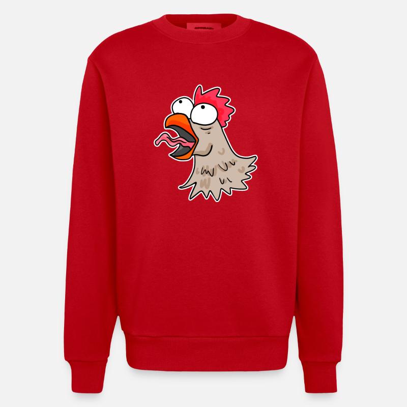 Poulet tête poulet - Sweat bio épais oversize fabriqué en UE - rouge
