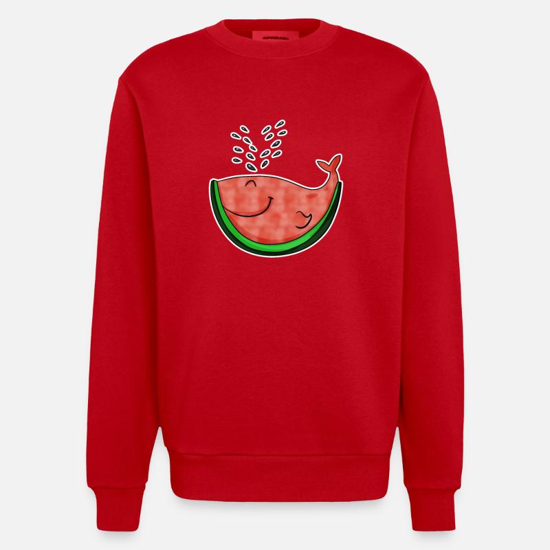 Pastèque Baleine - Sweat bio épais oversize fabriqué en UE - rouge