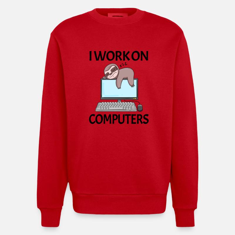 Computer Nerd Programmierer Herren Geschenk - Heavyweight Oversized Organic Crew Neck Made in EU - Rot