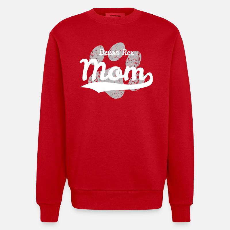 Devon Rex Maman - Sweat bio épais oversize fabriqué en UE - rouge