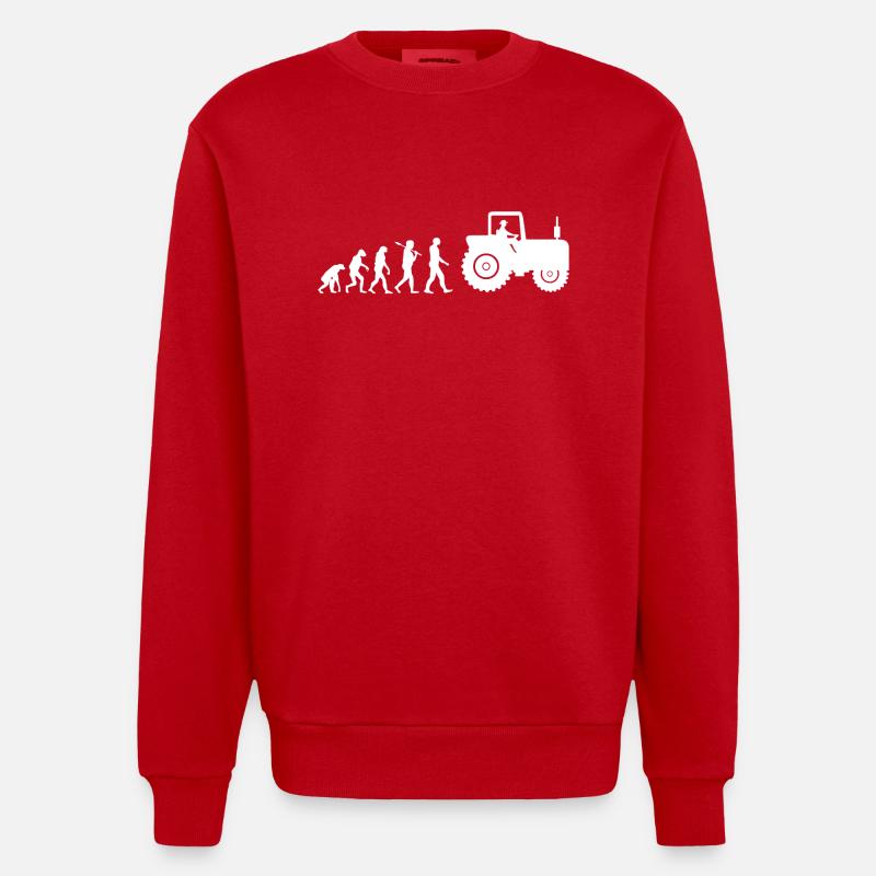 Tracteur Agriculture Evolution Gift - Sweat bio épais oversize fabriqué en UE - rouge
