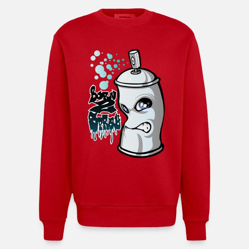 Spray and graffiti - Heavyweight Oversized Organic Crew Neck Made in EU - Rot