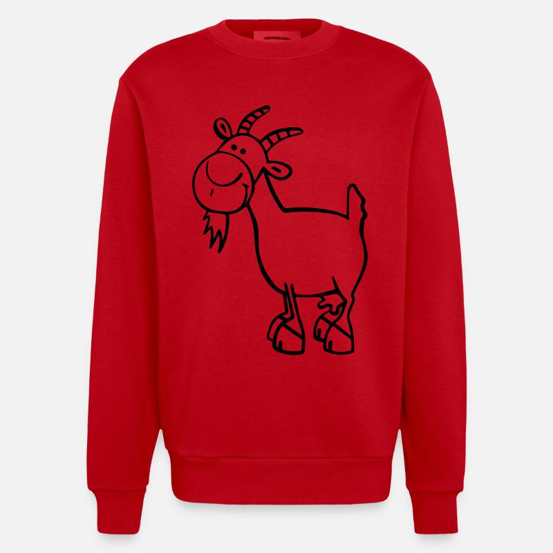 Fröhliche Ziege - Heavyweight Oversized Organic Crew Neck Made in EU - Rot