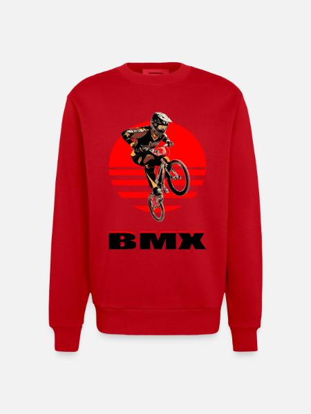 BMX Bike - Heavyweight Oversized Organic Crew Neck Made in EU - red