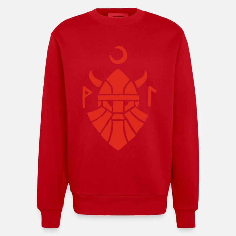Rotes Wikinger-Krieger-Symbol - Heavyweight Oversized Organic Crew Neck Made in EU - Rot