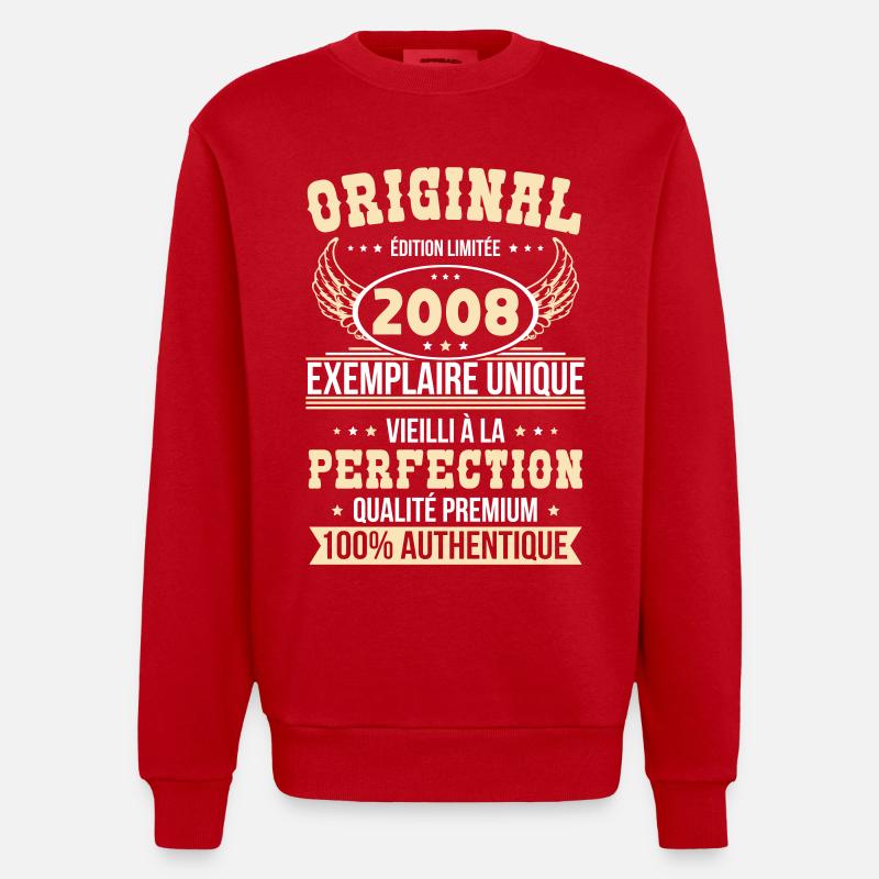 2008 – Einzigartiges Exemplar – Premiumqualität - Heavyweight Oversized Organic Crew Neck Made in EU - Rot