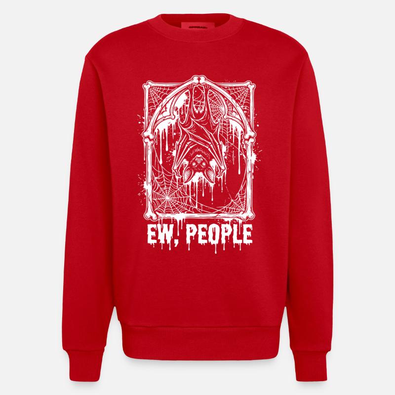 Ew People Bat Gothic - Heavyweight Oversized Organic Crew Neck Made in EU - red