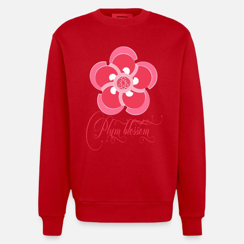 Pflaumenblüte - Heavyweight Oversized Organic Crew Neck Made in EU - Rot
