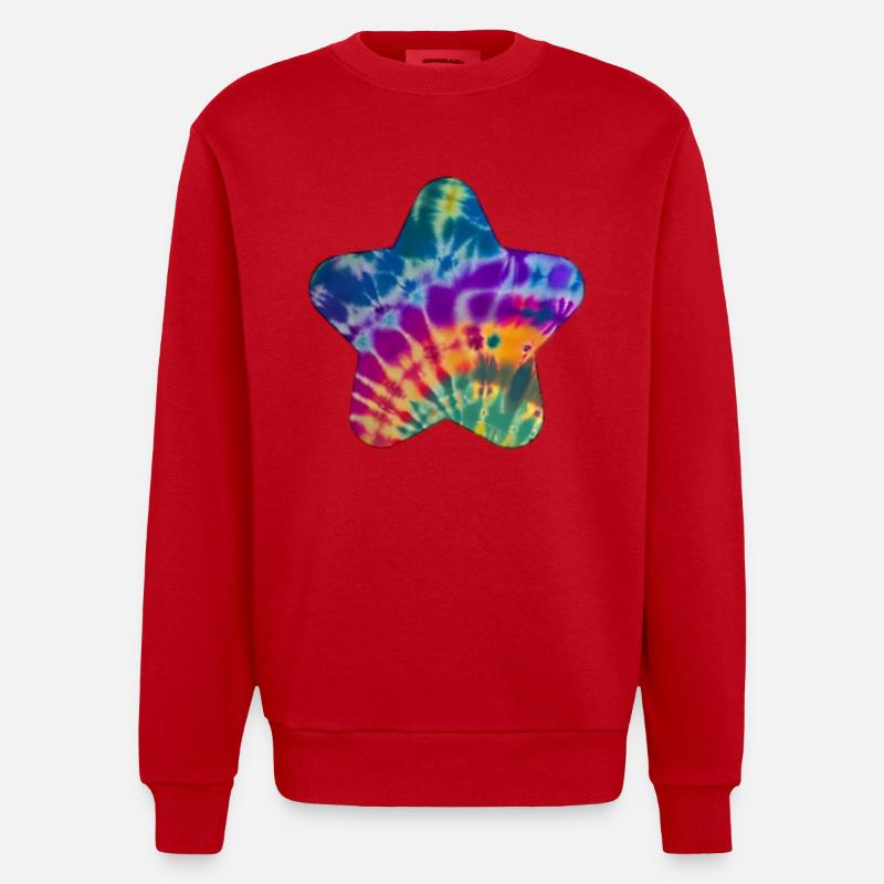 Groovy Tie Dye Stern - Heavyweight Oversized Organic Crew Neck Made in EU - Rot