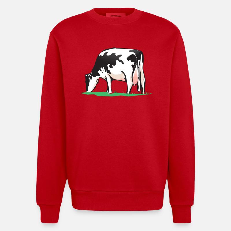 cow kuh - Heavyweight Oversized Organic Crew Neck Made in EU - Rot