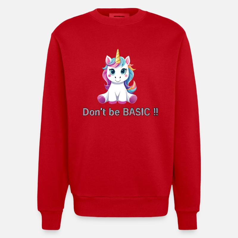 Don't be BASIC !! - Sweat bio épais oversize fabriqué en UE - rouge