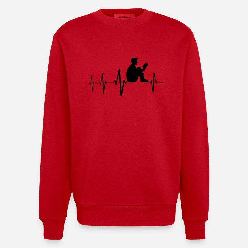 Lesen, Reading, Romane Geschenke - Heavyweight Oversized Organic Crew Neck Made in EU - Rot