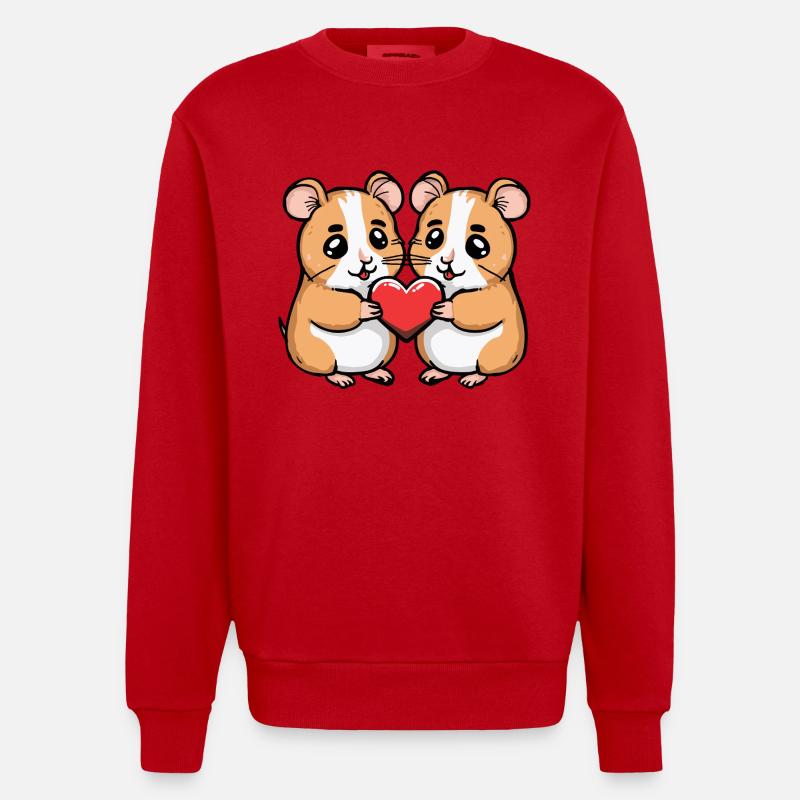 Hamster Couple Saint-Valentin - Sweat bio épais oversize fabriqué en UE - rouge