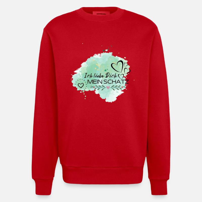 Ich liebe Dich - Heavyweight Oversized Organic Crew Neck Made in EU - Rot