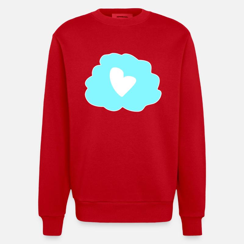 Cloud Thinking Heart Icon - Heavyweight Oversized Organic Crew Neck Made in EU - red