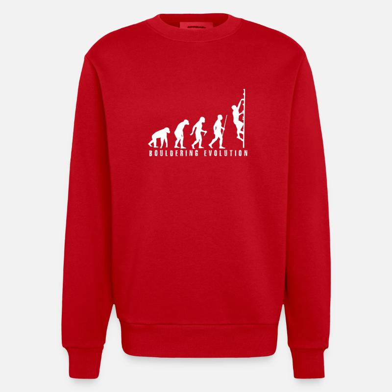 Bouldering Evolution - Heavyweight Oversized Organic Crew Neck Made in EU - Rot