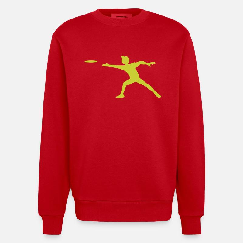 discus diskus diskuswerfer - Heavyweight Oversized Organic Crew Neck Made in EU - Rot
