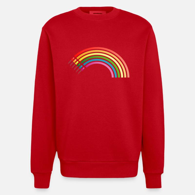 Regenbogen LED - Heavyweight Oversized Organic Crew Neck Made in EU - Rot