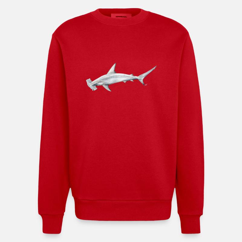 requin Martillon - requin-marteau - Réquin - Sweat bio épais oversize fabriqué en UE - rouge