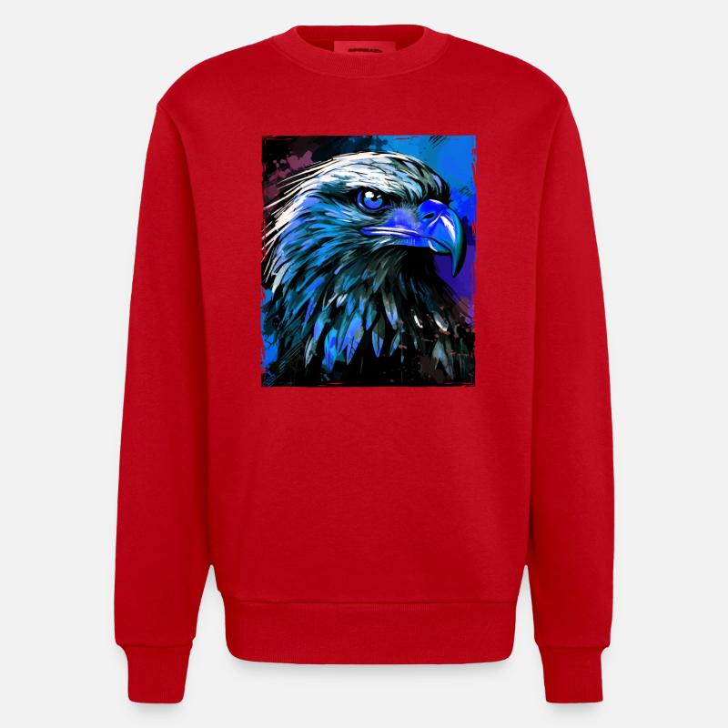 Portrait d’aigle - Sweat bio épais oversize fabriqué en UE - rouge