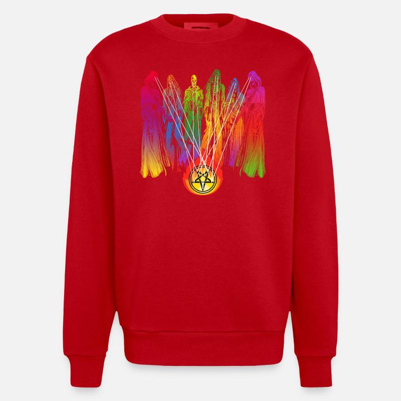 Pride Skeleton Rainbow Graphic - Heavyweight Oversized Organic Crew Neck Made in EU - red