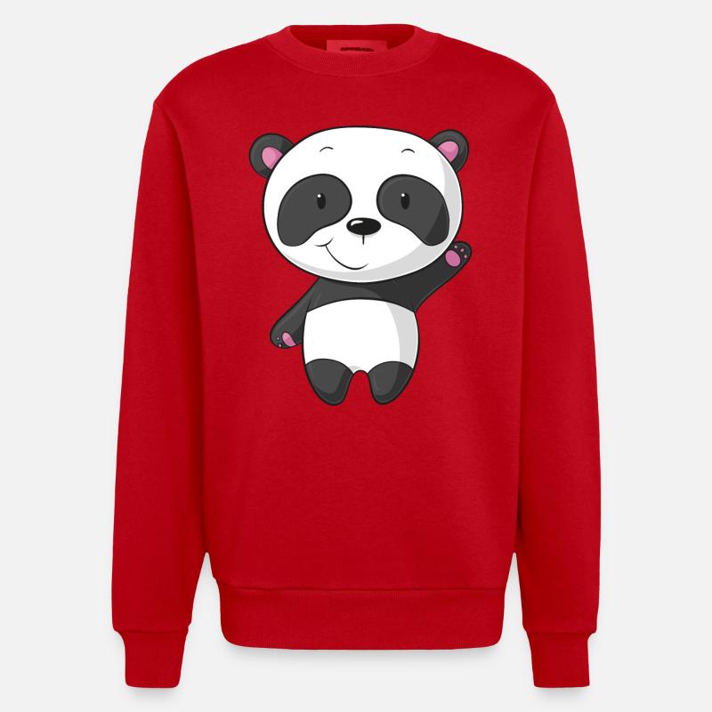 Santander ondulant Comic Panda - Sweat bio épais oversize fabriqué en UE - rouge