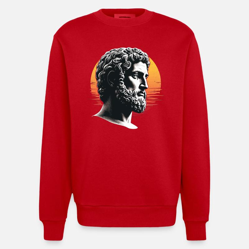 Marcus Aurelius Retro - Heavyweight Oversized Organic Crew Neck Made in EU - Rot