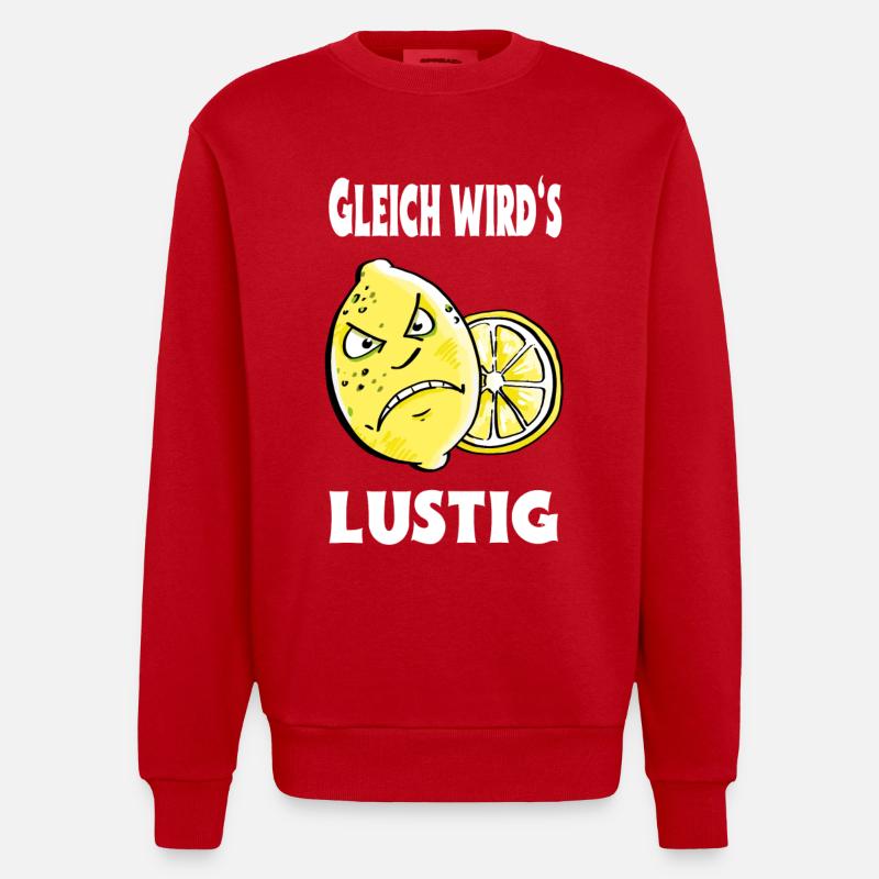 Gleich wird es lustig - Zitrone - Sauer - Heavyweight Oversized Organic Crew Neck Made in EU - Rot