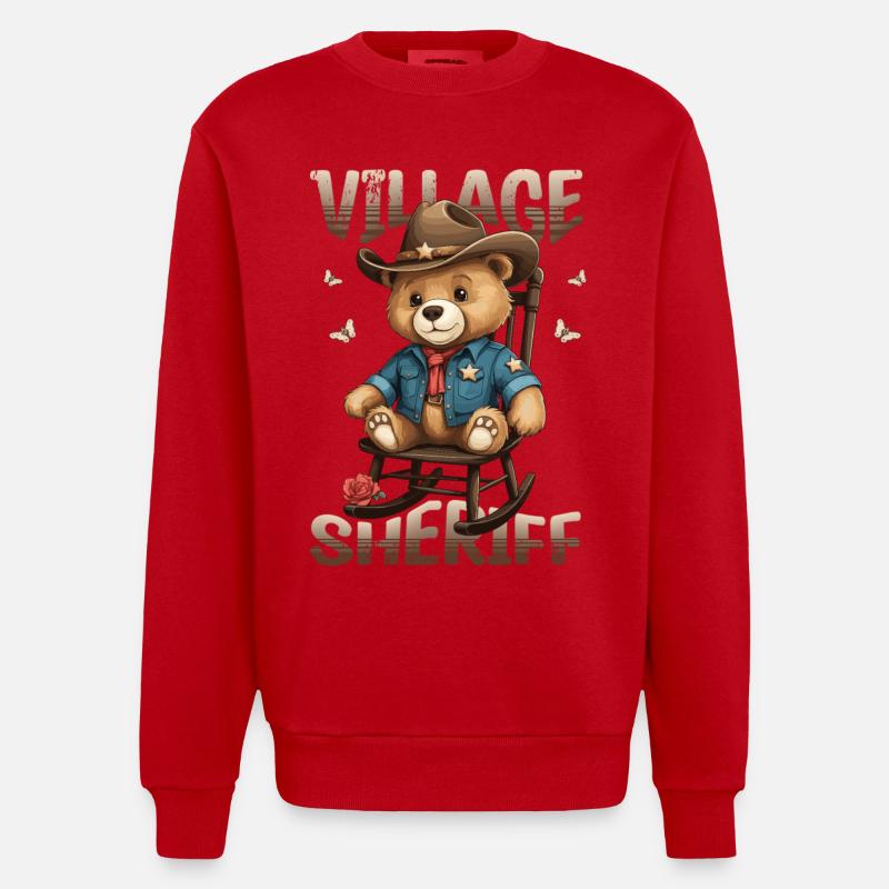 Bär der Dorf Sheriff - Heavyweight Oversized Organic Crew Neck Made in EU - Rot