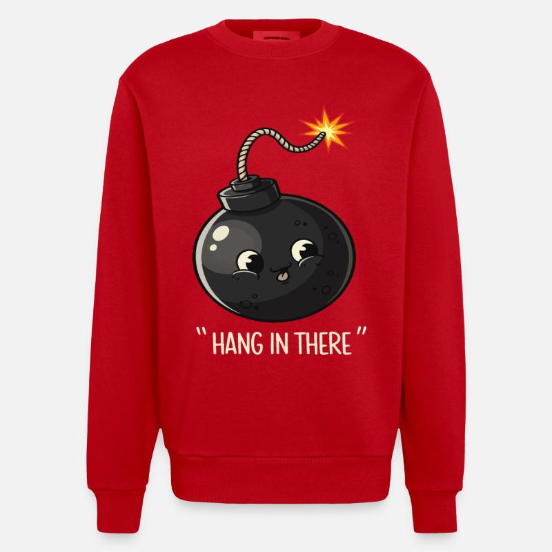 Kawaii Explodierende Bombe Comic Design - Heavyweight Oversized Organic Crew Neck Made in EU - Rot