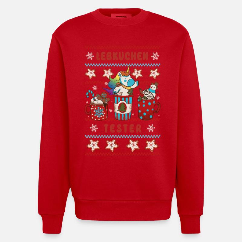 LEBKUCHEN TESTER Einhorn Weihnachten - Heavyweight Oversized Organic Crew Neck Made in EU - Rot