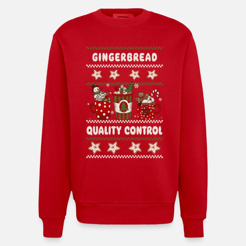 Gingerbread Quality Control - Weihnachten - Heavyweight Oversized Organic Crew Neck Made in EU - Rot