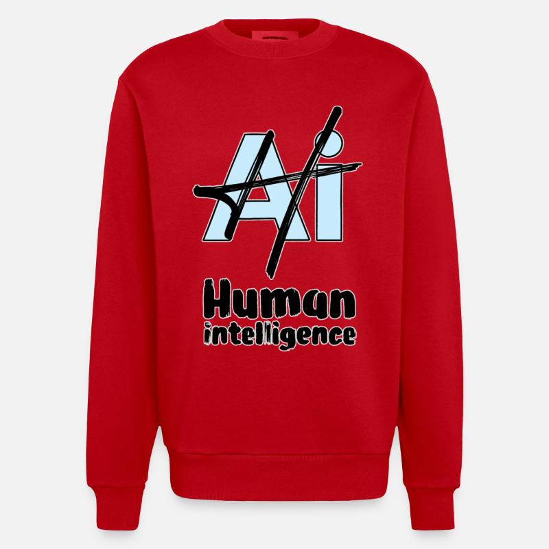 MENSCHLICHE INTELLIGENZ #2 – Lass uns reden. - Heavyweight Oversized Organic Crew Neck Made in EU - Rot