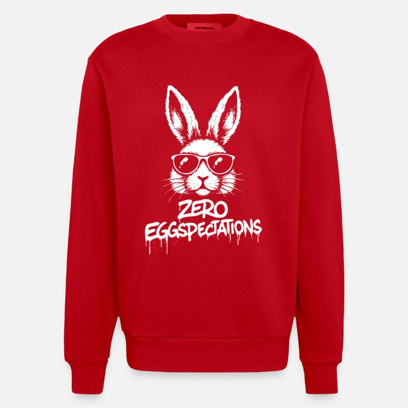 Zero Eggspectations - Heavyweight Oversized Organic Crew Neck Made in EU - red