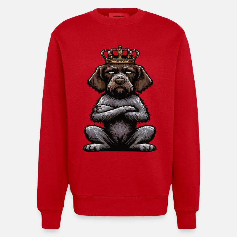 Deutsch Drahthaar Deutsch-Drahthaar Besitzer - Heavyweight Oversized Organic Crew Neck Made in EU - Rot