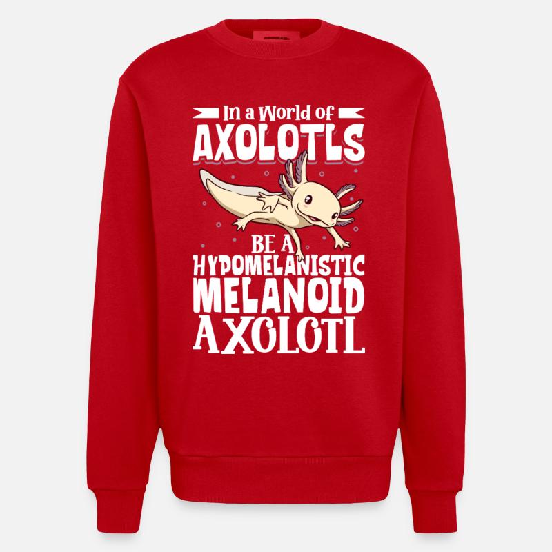 Be a Hypomelanistic melanoid Axolotl - Heavyweight Oversized Organic Crew Neck Made in EU - red