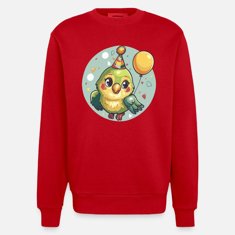 Perroquet anniversaire bébé - Sweat bio épais oversize fabriqué en UE - rouge