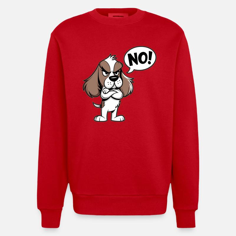 Cocker Spaniel sagt "Nein! - Heavyweight Oversized Organic Crew Neck Made in EU - Rot