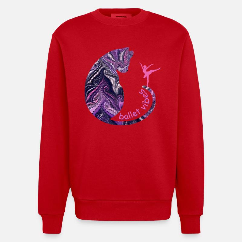 chat avec ballerine e 75 - Sweat bio épais oversize fabriqué en UE - rouge
