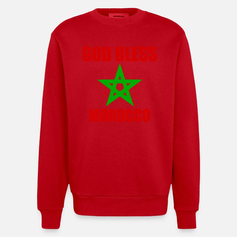 God bless morocco marokko - Heavyweight Oversized Organic Crew Neck Made in EU - Rot