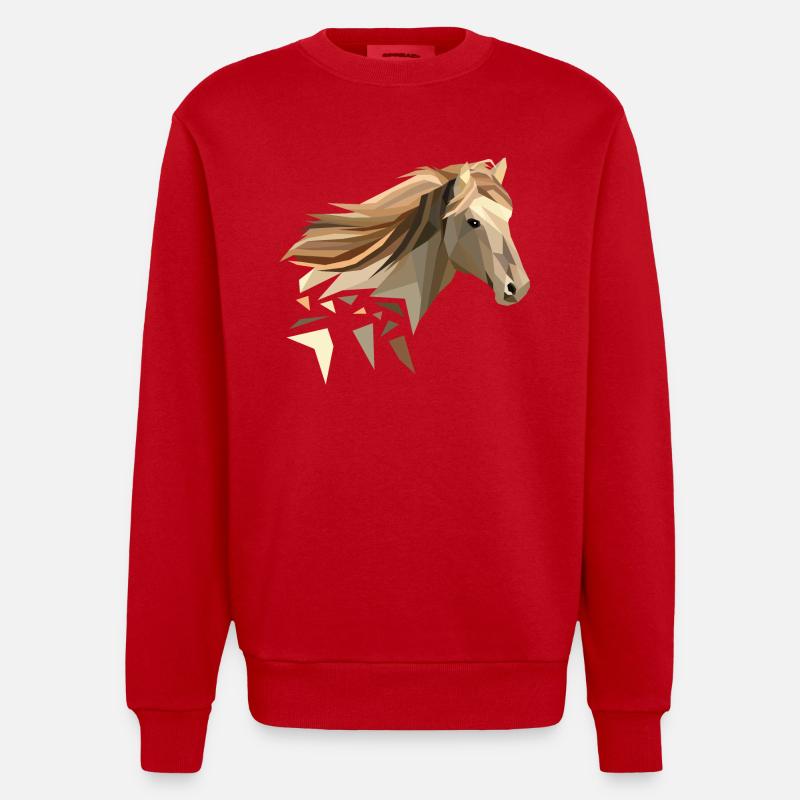 Horse geometrically low poly - Heavyweight Oversized Organic Crew Neck Made in EU - red