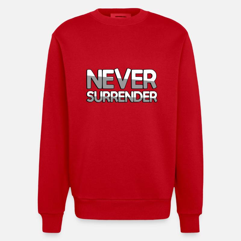 NEVER SURRENDER - Jeux vidéo - Sweat bio épais oversize fabriqué en UE - rouge