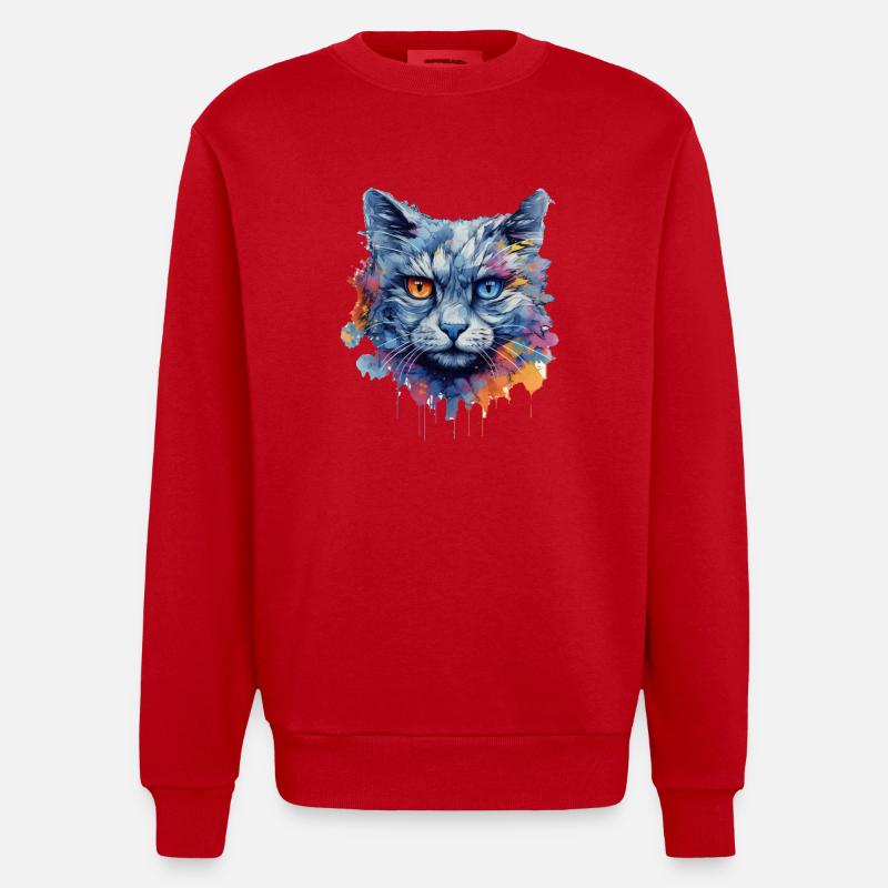 Chat - Sweat bio épais oversize fabriqué en UE - rouge