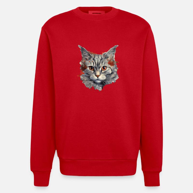 Chat - Sweat bio épais oversize fabriqué en UE - rouge