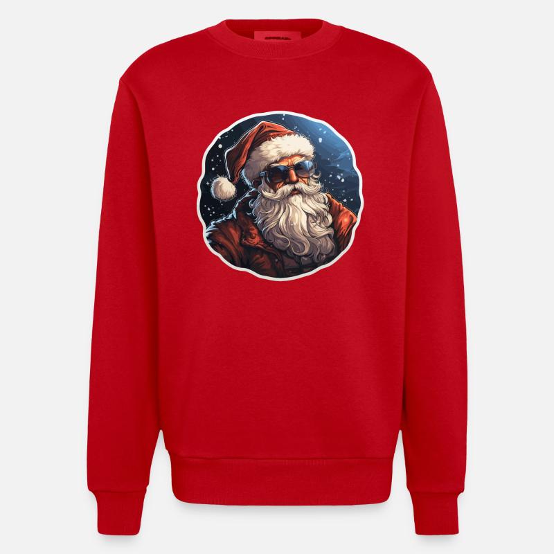 Père Noël - illustration - Sweat bio épais oversize fabriqué en UE - rouge