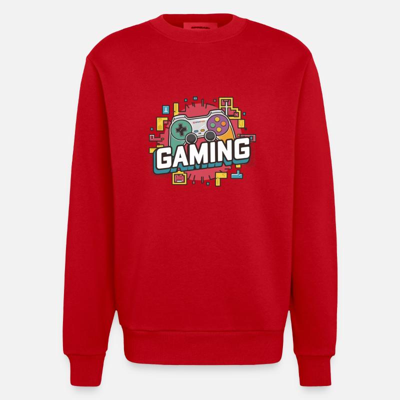 Gaming - Controller - Heavyweight Oversized Organic Crew Neck Made in EU - Rot