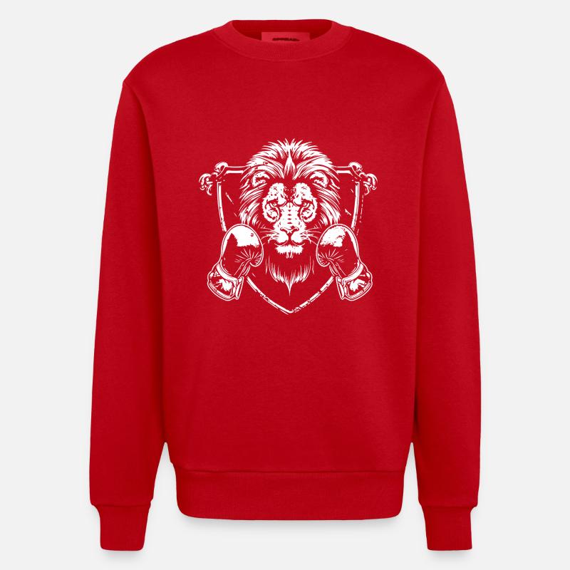 Lion Boxer Fighter - Sweat bio épais oversize fabriqué en UE - rouge